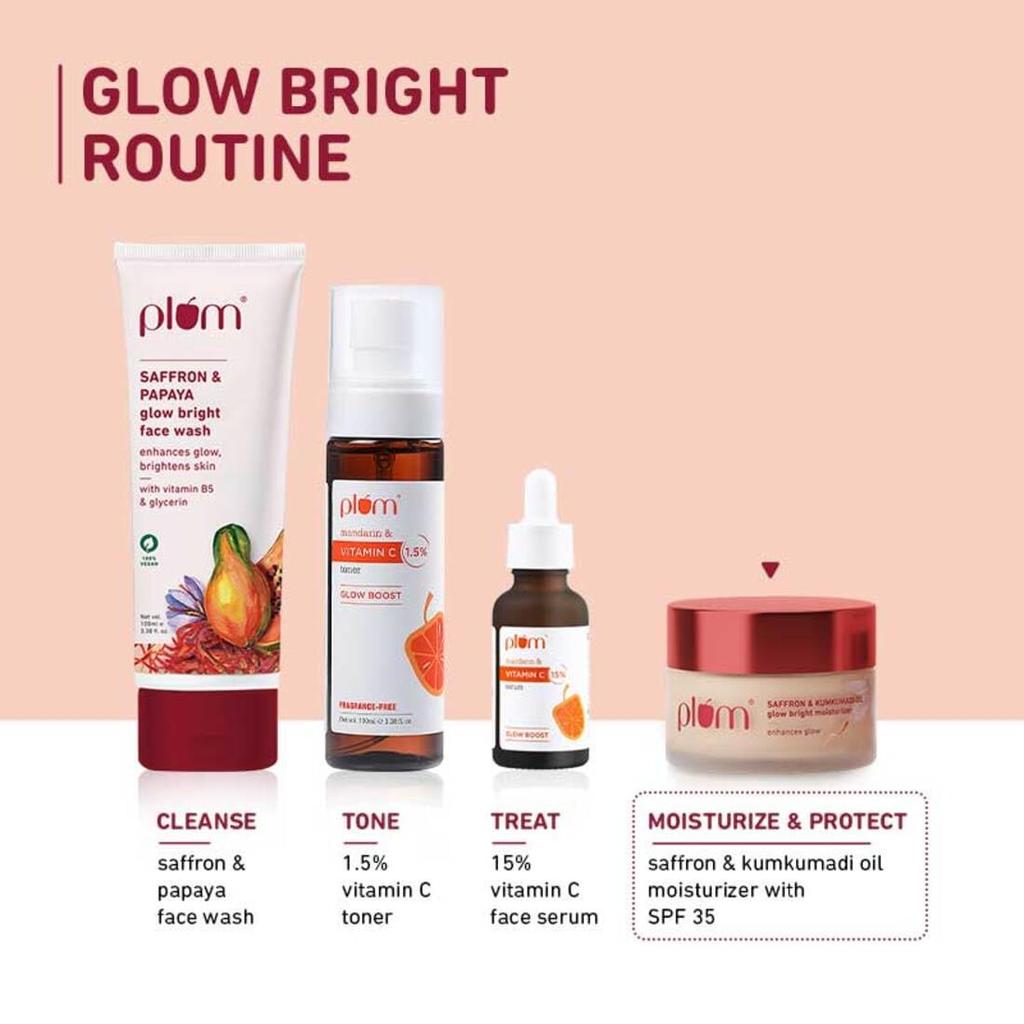 Plum Saffron & Kumkumadi Daily Glow Moisturizing Cream SPF 35 50g Quick-Absorbing Bright Skin