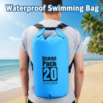 20L Waterproof Dry Bag Waterproof Large-Capacity Swimming Bucket Bag Foldable with Shoulder Straps Beach Backpack Water Sports