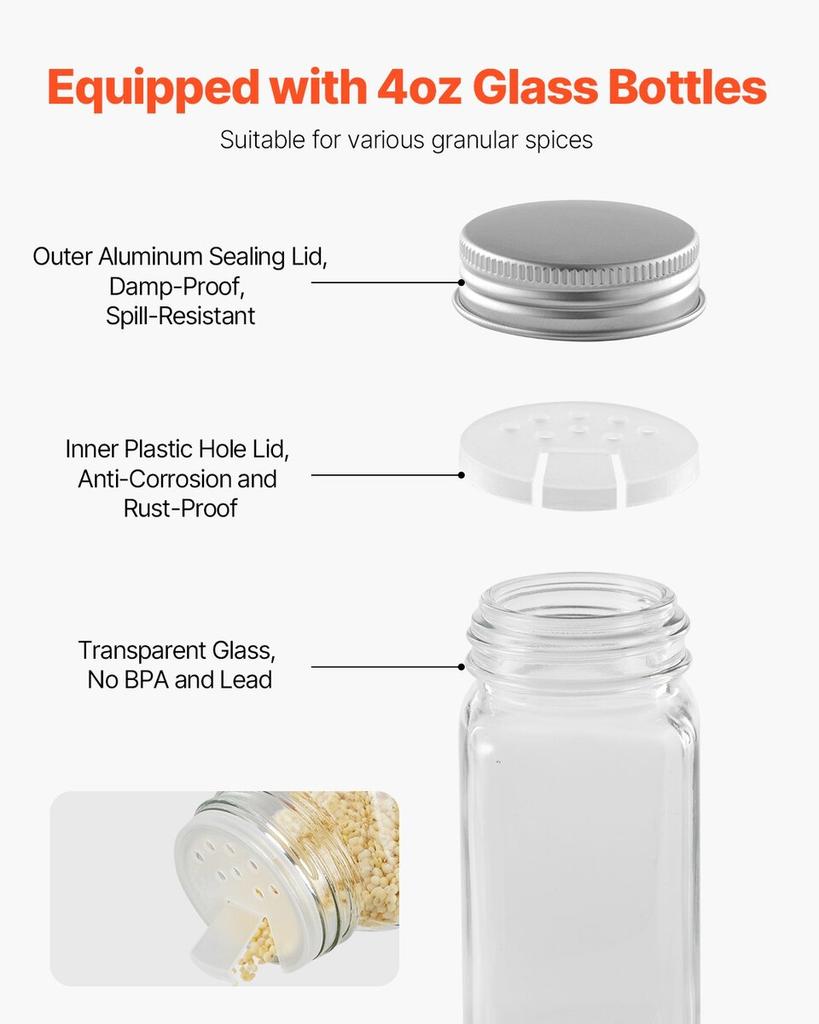 Spice Rack Organizer for Cabinet Kitchen Seasoning Organizer 18x11 in