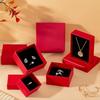 Red Jewelry Box With Cotton Pad Paper Jewelry Case Travel Portable Ring Earrings Necklace Gifts Packageing Storage Boxes