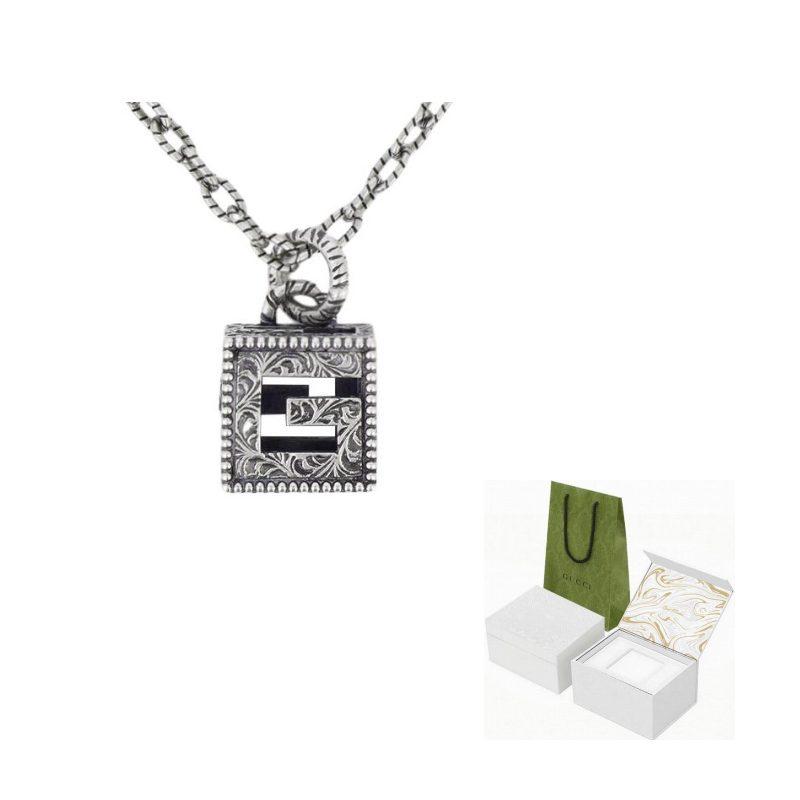 GUCCI Square G 925 Sterling Silver Necklaces Unisex Silver 552768-J8400-0811