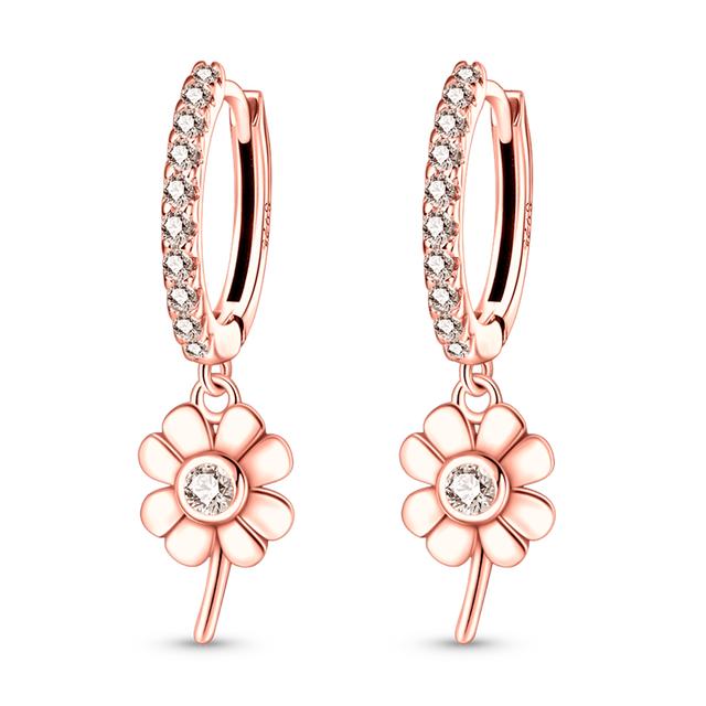 Wiosna 925 Srebro Sterlingowe Kwiat Owad Kobiety Kolczyki Geometryczne Koło Sztyft Złote Kolczyki Srebro 925