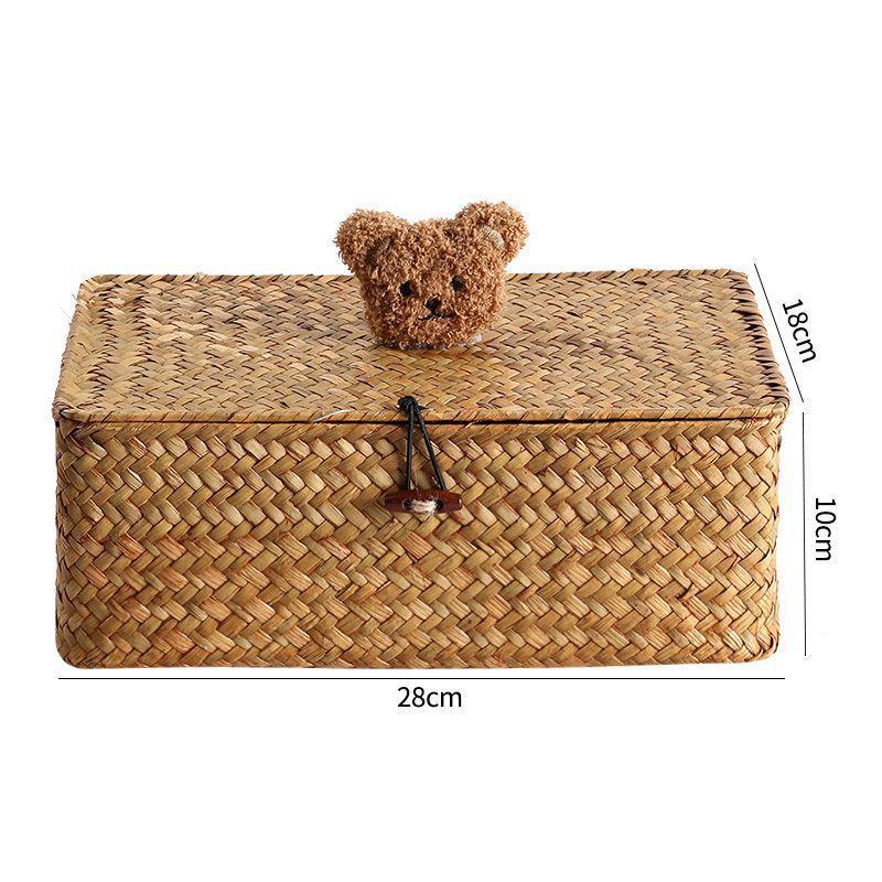 Woven Sea Vine & Bamboo Rectangle Snack Storage Basket