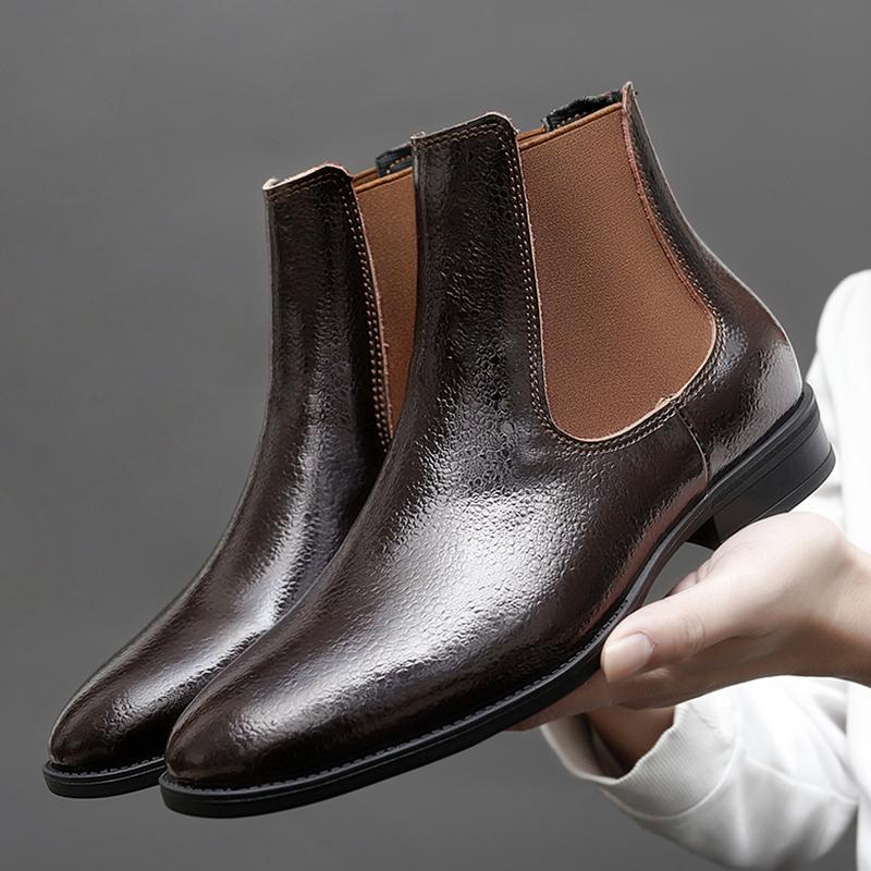 

Модная зимняя мужская деловая обувь челси, мужская повседневная удобная и модная остроносая брендовая обувь, банкетные ботинки, мужские размеры 38-46 46 коричневый