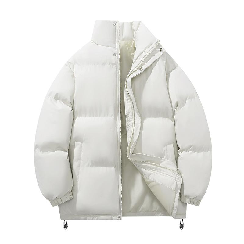 Down Jacket Men's Winter Couple Thickened Stand-up Collar Bread Jacket Ins Solid Color Versatile Warm Cotton Jacket