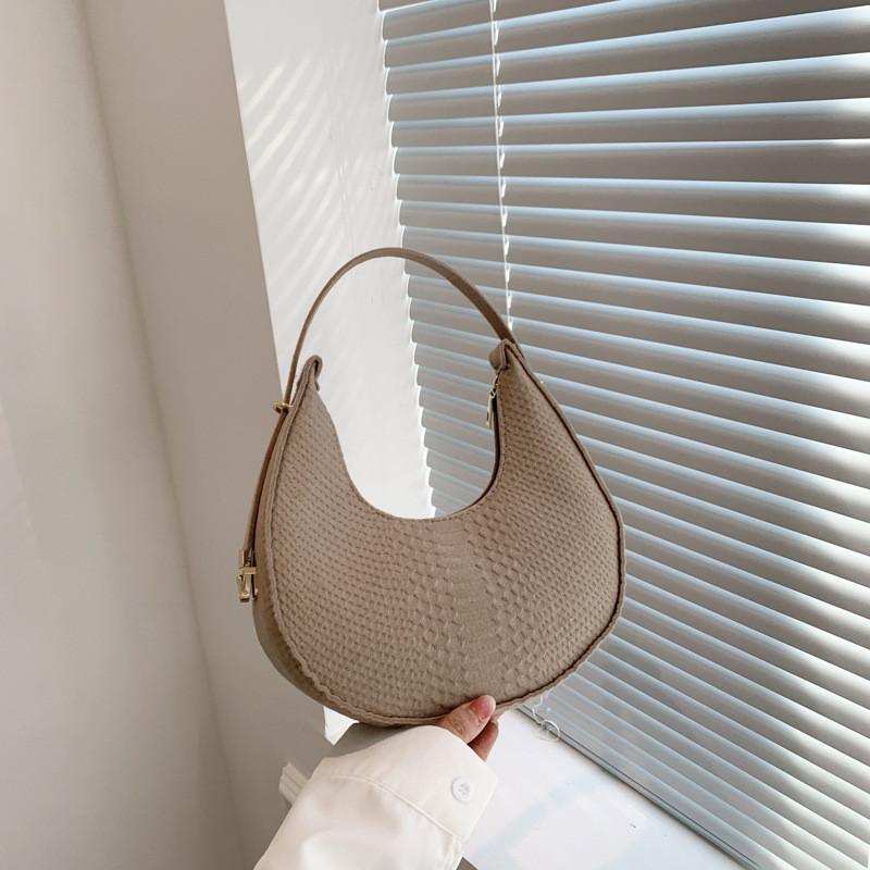 Chic Minimalist Crescent Bag For Women In Black Pink Orange Green And Brown Colors