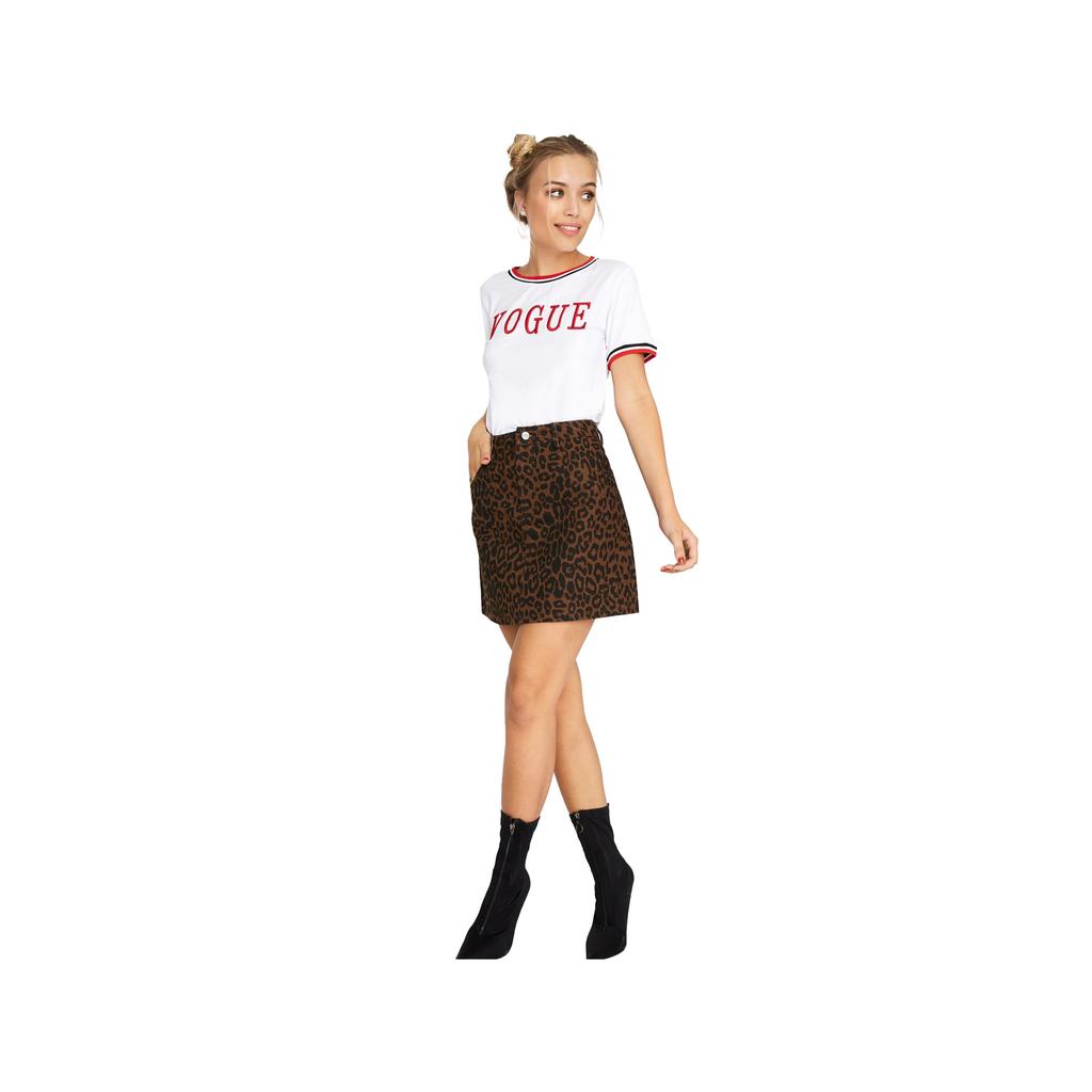 Girls On Film Damen/Damen-Jeansrock „Ronnie“ mit Leopardenmuster