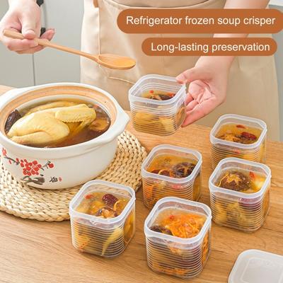 1/2/4/6 Pcs Kitchen Coup Storage Box with Scale Transparent Airtight Lock Leakproof Soup Freezer Storage Container Food Storage Case