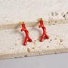 2 Stück Roter Hummer Krebs Koralle Echtsilber Vergoldet Edelstahl Emaille Anhänger Für Schmuckherstellung Zubehör DIY Strand Halsketten Anhänger