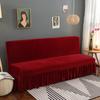 Stretch-Samt-Futon-Sofabezug, armlos, dicker Plüsch-Sofabezug mit Rock, Sofabezug, Couchbezug, Möbelschutz, 1 Stück