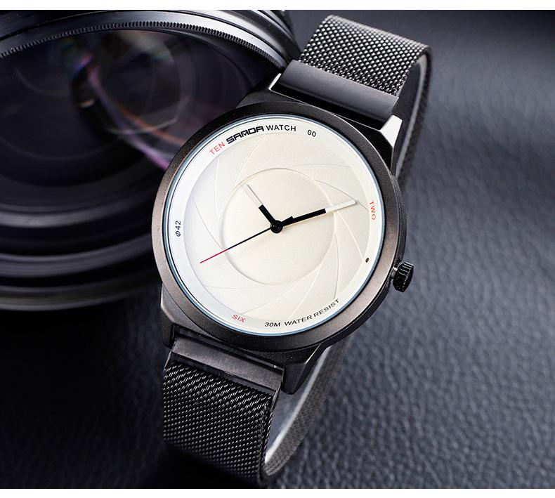 Sanda Ultra-Thin Quartz Couple Watches: Waterproof, Trendy Mesh Strap for Men & Women