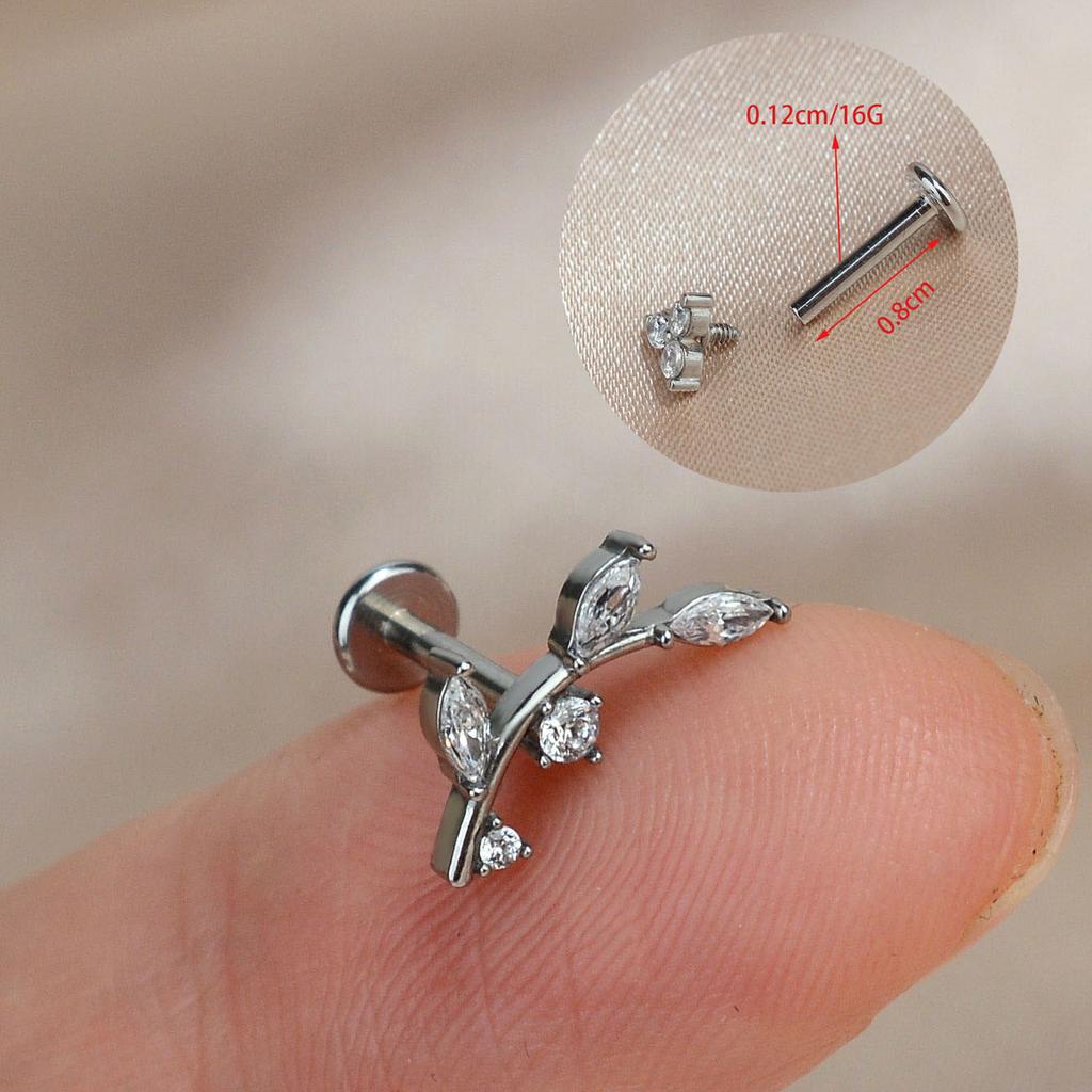 1PC Titanium Stainless Steel Earrings Tiny Butterfly Leaf Flat Rook Lobe Cartilage Snug Helix Couch Tragus Labre Piercing 16G