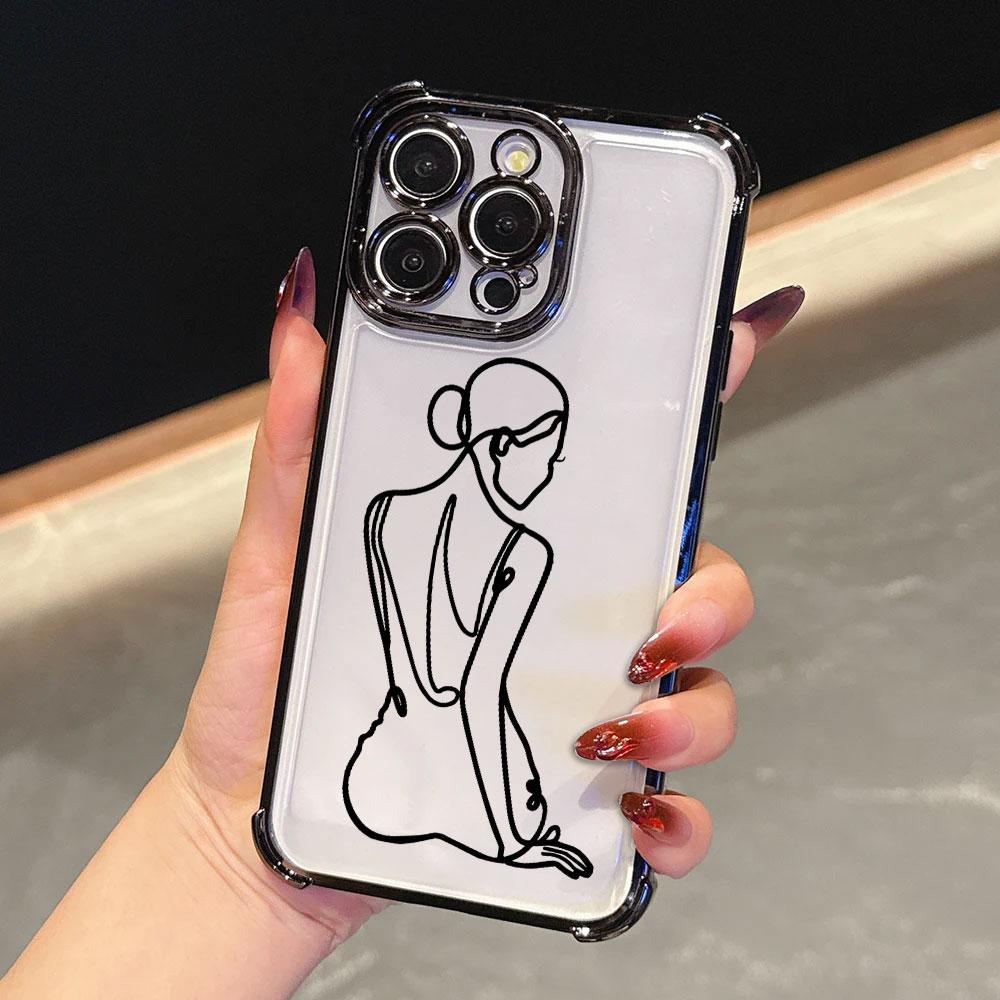 

Female Wire Art Case For Samsung Galaxy A57 A37 A07 A17 A56 5G A55 A54 A52 A53 A36 A34 A35 A33 A73 A26 A25 A16 Clear Phone Cover Galaxy A73 5G