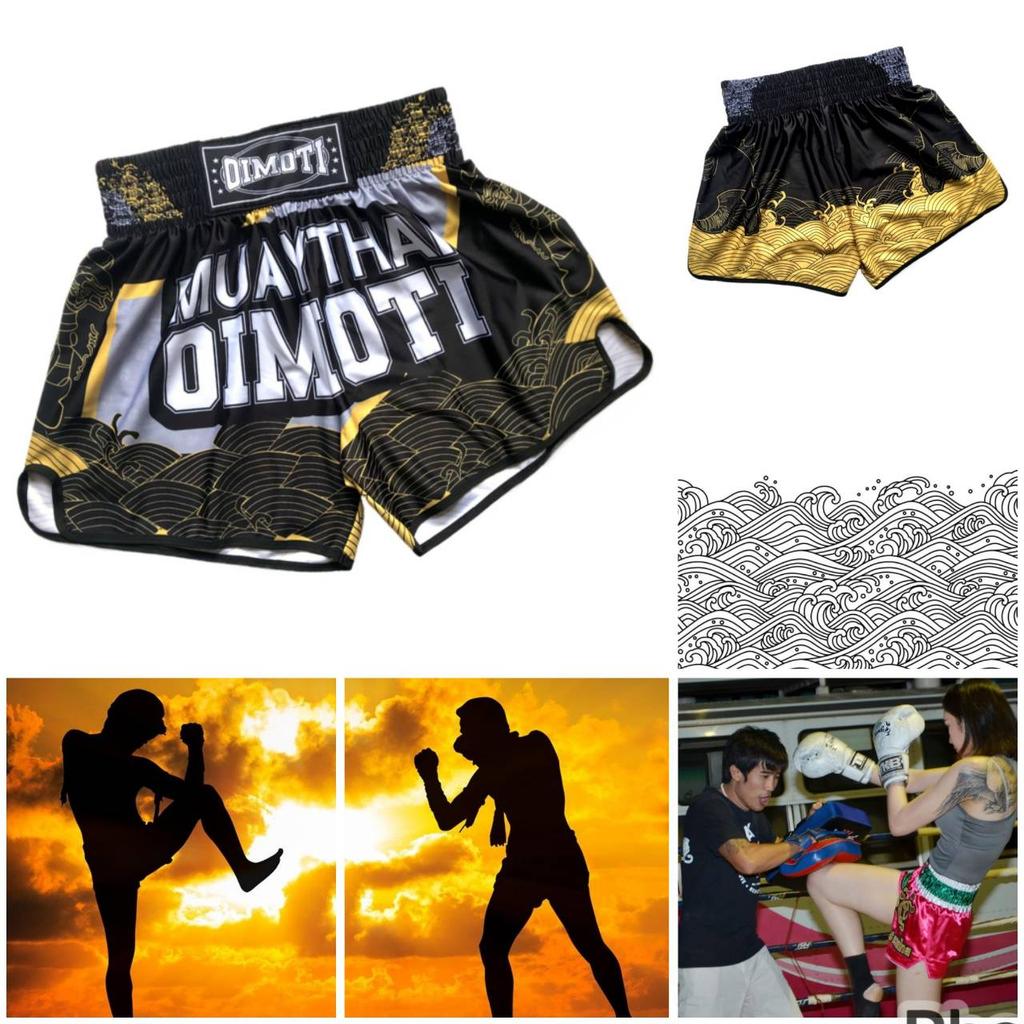 Ocean Sea Wave Muay Thai Kickboxing Boxing MMA UFC Casual Shorts Gym Sport Unisex Men Women Workout Quick Dry Print Elastic High Waist Training