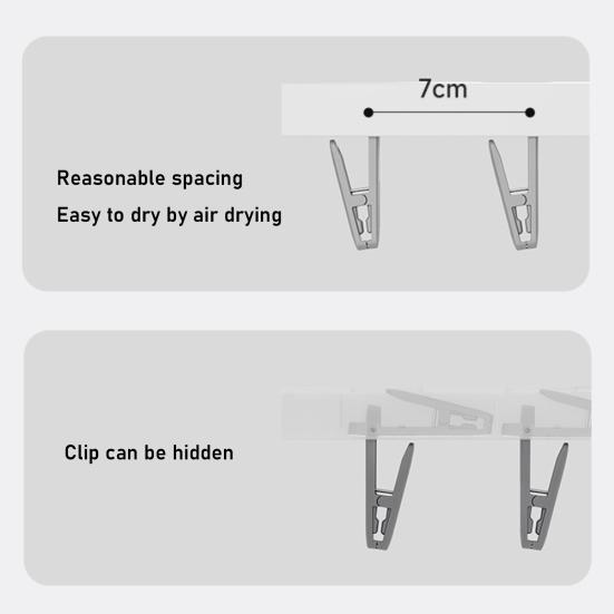 Foldable Laundry Drying Rack with 6 Clips Wall Mount Suction Cup Sock Hanger Space Saving Clothes Organizer for Socks Undergarments Towels