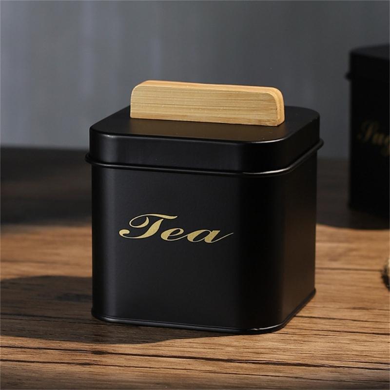 Tees Kaffee Süßigkeitenbehälter mit Bambusdeckel für Küchentheke Multifunktionales versiegeltes Vorratsglas für trockene Lebensmittel