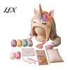 Family Craft Night Activities Animal Hat Crochet Kit, Fantasy Hood DIY Cute Ergonomic Tool Set Unicorn Fox Frog Earflap Crafting Kit for Adults Teens