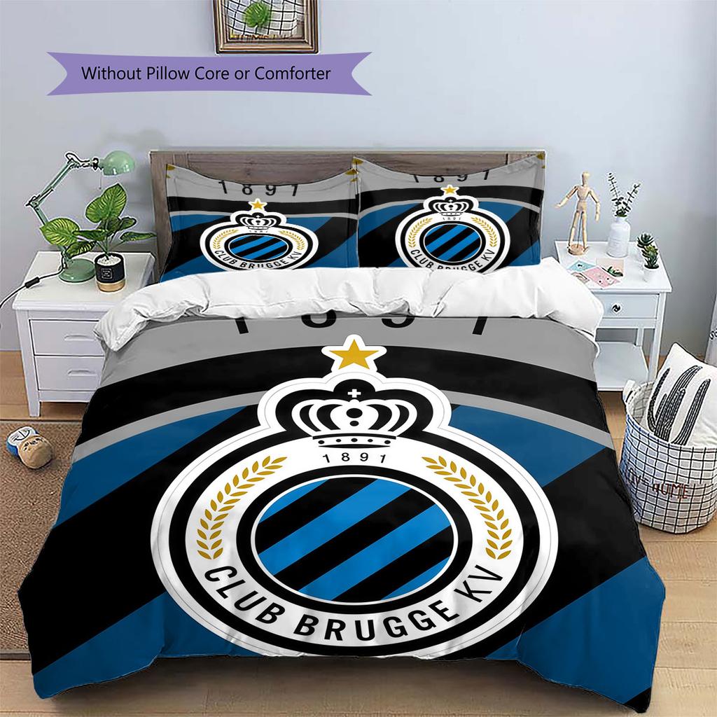 Club Brugge KV Pattern Bedding,Quilt Set Quilt Cover Pillowcase Home Birthday Gift(1 * duvet cover + 2 * pillowcase, without core)
