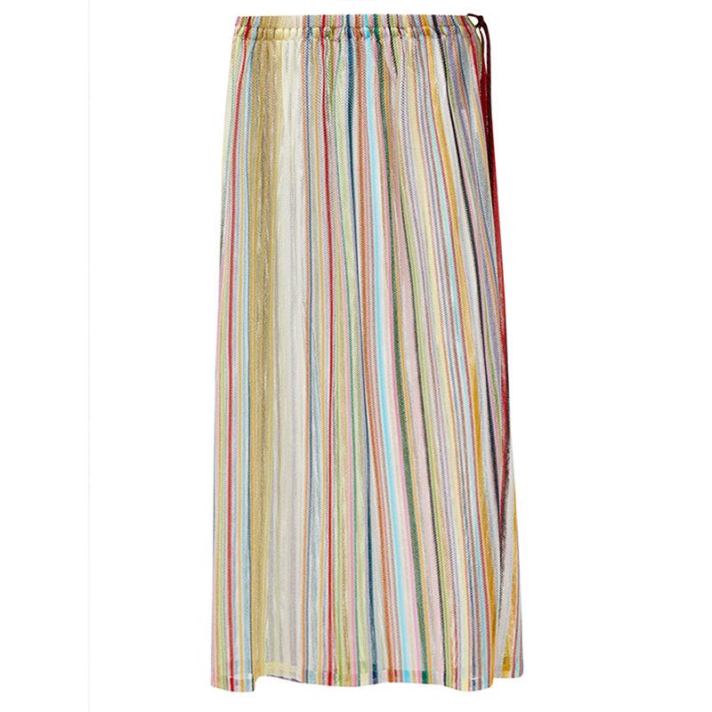 

Праздничный стиль Полосатый принт Завязывающееся платье-миди One Size разноцветный