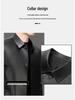 Men's Black Business Casual Leather Jacket with Down Liner for Autumn/Winter.