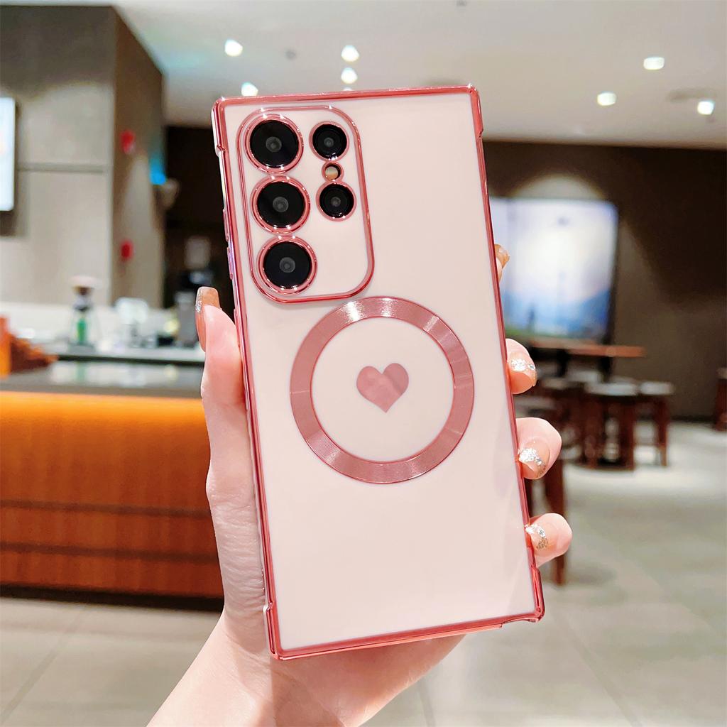 For Samsung Galaxy S23 Ultra Magnetic Case Soft TPU Phone Cover Love Heart Pattern