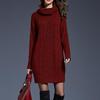 Autunno e Inverno Donna Casual Lavorato a Maglia Manica Lunga Abiti Invernali Maglione Monocolore Lunghezza Ginocchio Larga Grasso Abiti Femminili