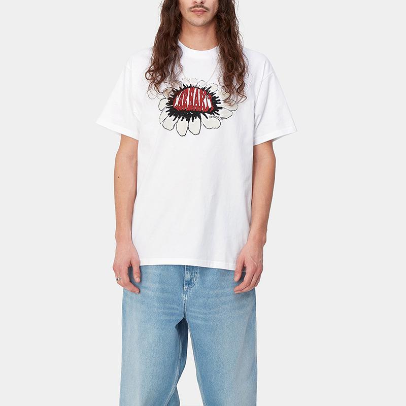 Carhartt WIP S/S Pixel Flower T-Shirt Unisex Tops White I033161-02-XX