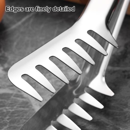 Rust Proof Metal Tongs Stainless Steel Spaghetti Tongs, Comb?Shape Pasta Serving Multi?Purpose Barbecue Grilling Kitchen Food for Spaghetti,