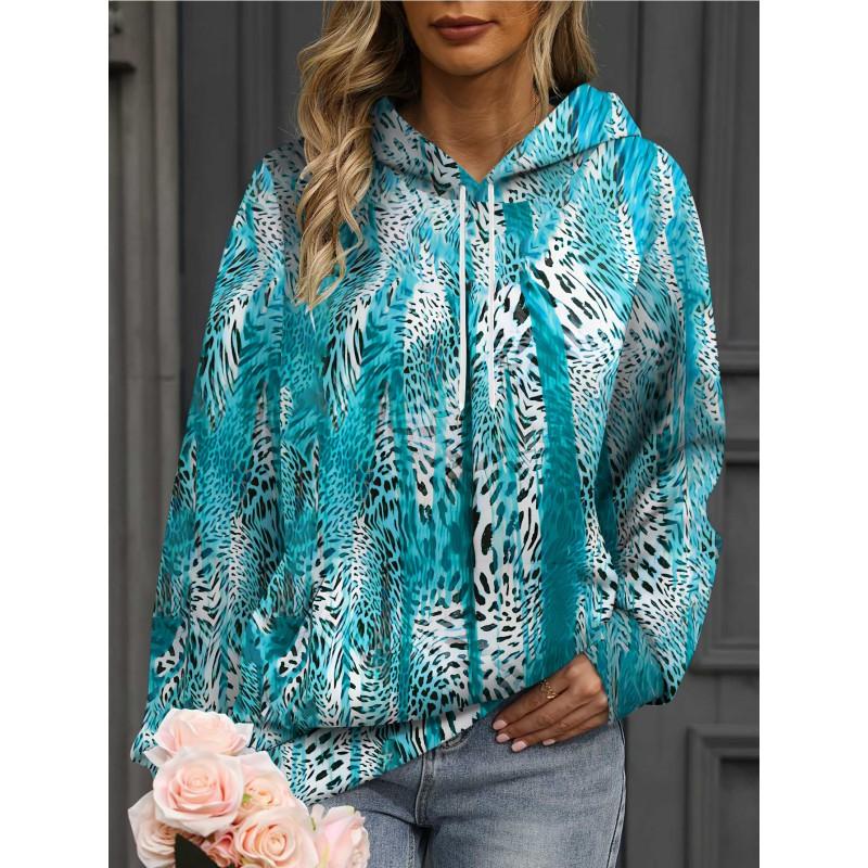 Womens Oversized Hooded Sweatshirt With 3D Print Soft Cotton Blend Long Sleeve Pullover Casual Wear