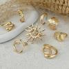 IngeSight.Z 8Pcs/set Fashion Starfish Scallop Open Finger Ring Women Vintage Gold Color Metal Knuckle Joint Ring Couple Jewelry
