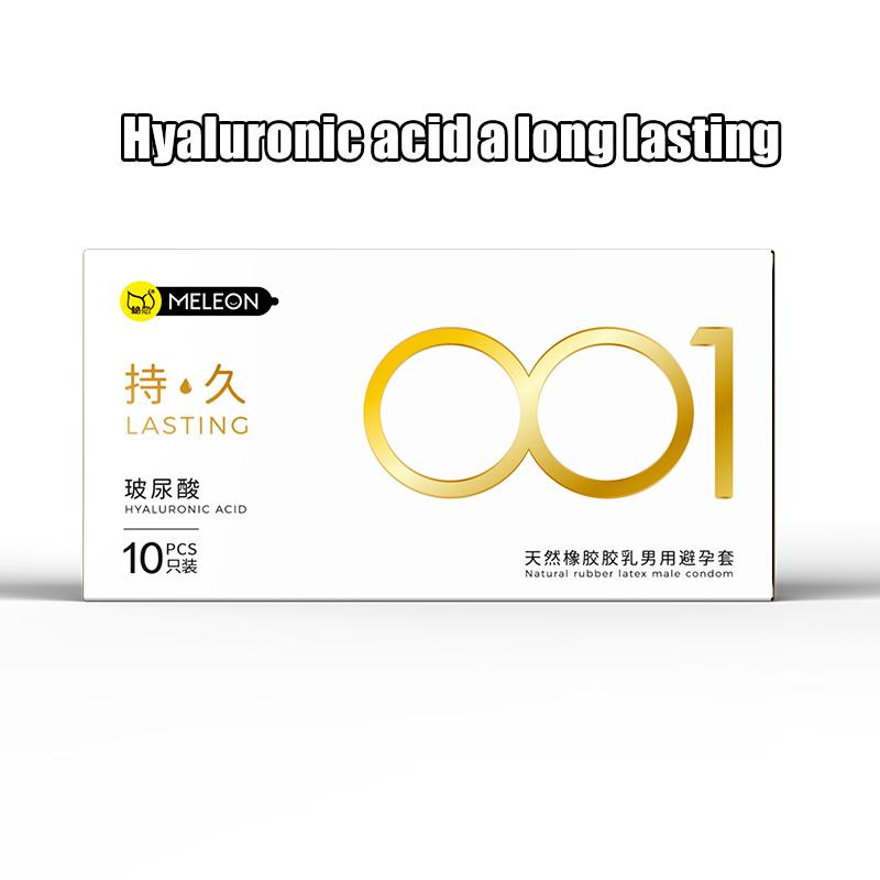 MELEON  10pcs Hyaluronic Acid Condom 001 Ultra Thin Large Particle Condom Adult Sexual Products Full Oil Smooth Sex Toys Condones 52mm