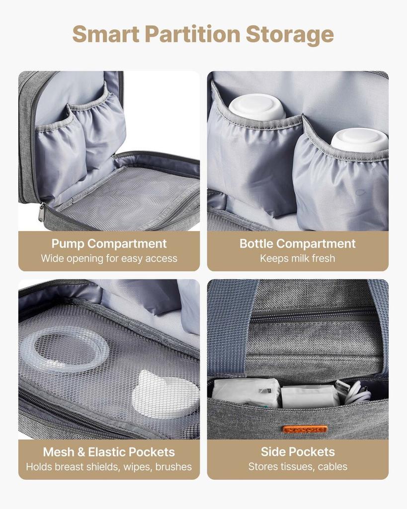 Wearable Breast Pump Bag, Breast Feeding Bag with Ice Pack, Fits for M5/M6, Pumping Accessories & Breastmilk Storage, Portable Pump Carrying Case for