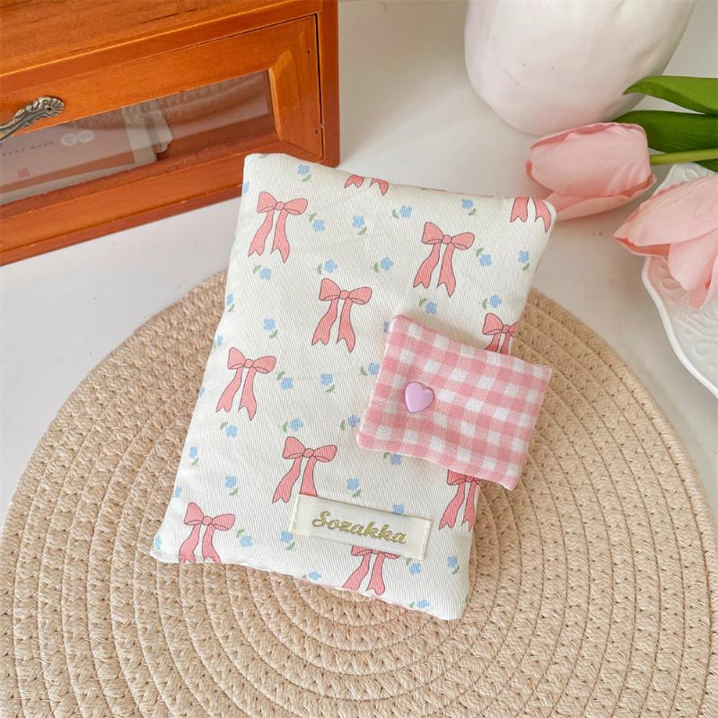 Sweet A6 Handmade Floral Print Jacket Book Cover Portable Ledger Notepad Diary Protective Case Book Storage Hanging Decoration