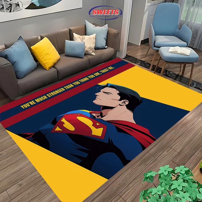 Superman Carpet, Bedroom Floor Mat, Living Room Sofa Bed Mat, Non-slip Exquisite Home Decor, Durable Machine Washable Rug