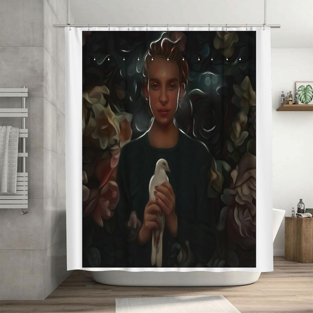 Gothic Bathroom Decor Shower Curtain Dark Academia Aesthetic Vintage Halloween Van Gogh Skull Art Home Decor Washable Waterproof