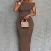 2025 New Sexy Fashion Water Ripple Diagonal Shoulder Dress Spot Striped Slim Elegant Women's Long Skirt R-88109