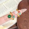 Národní styl smaltovaná barva příznivý mrak prsten niche design imitace Hetian jade retro ins lehký trend
