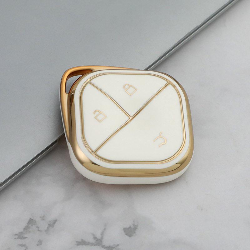 2023 Wuling Bingo Key Cover, TPU Soft Rubber with Gold Edge, Clear Sky Design for New Energy Vehicles