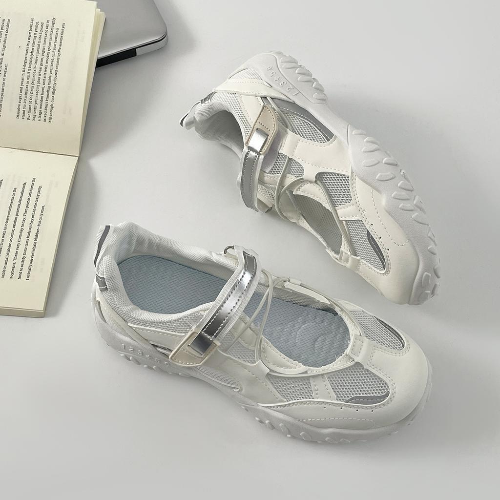 Weiße Retro-Plateau-Freizeit-Sport-Mary-Jane-Schuhe Damen 2025 neu Sommer Rock Flachmund Höhenzunahme Einzelne Schuhe