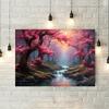 Japanese Landscapes Sakura Cherry Blossom Waterfall Poster Print Canvas Painting for Living Room Home Decor Cuadros