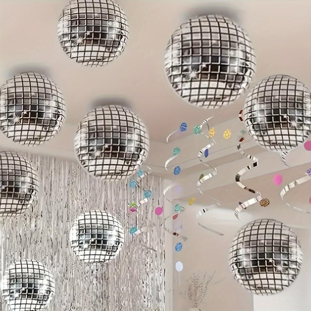 Silver disco balloons are suitable for birthday parties, anniversaries, 70s and 80s themed events, cocktail parties, and dances