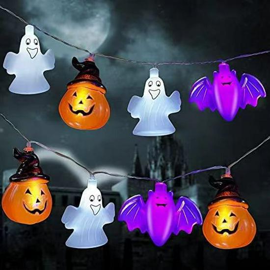 Halloween LED String Lights: Pumpkin, Spider, Skull, Ghost & Bat Decor for Party & Bar