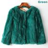 Lady Real Genuine Rabbit Fur 3/4 Sleeve Outwear Winter Warm Jacket Furry Coat