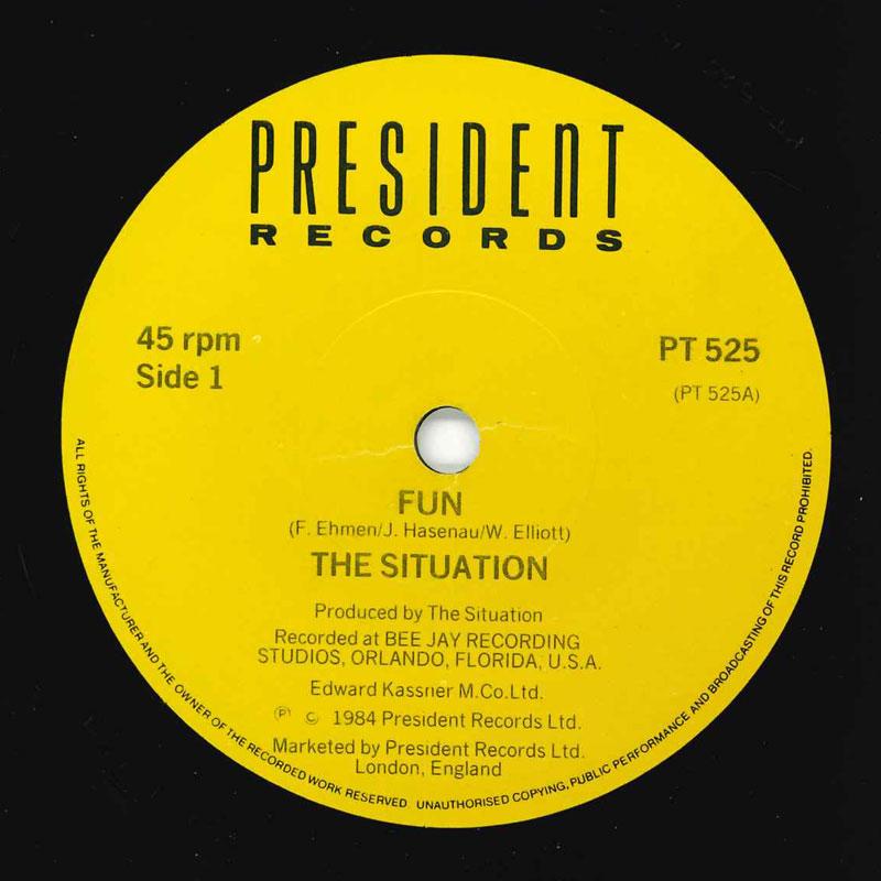

7inch Record SITUATION - Fun PT525 President Recor 1984 UK Rock Used