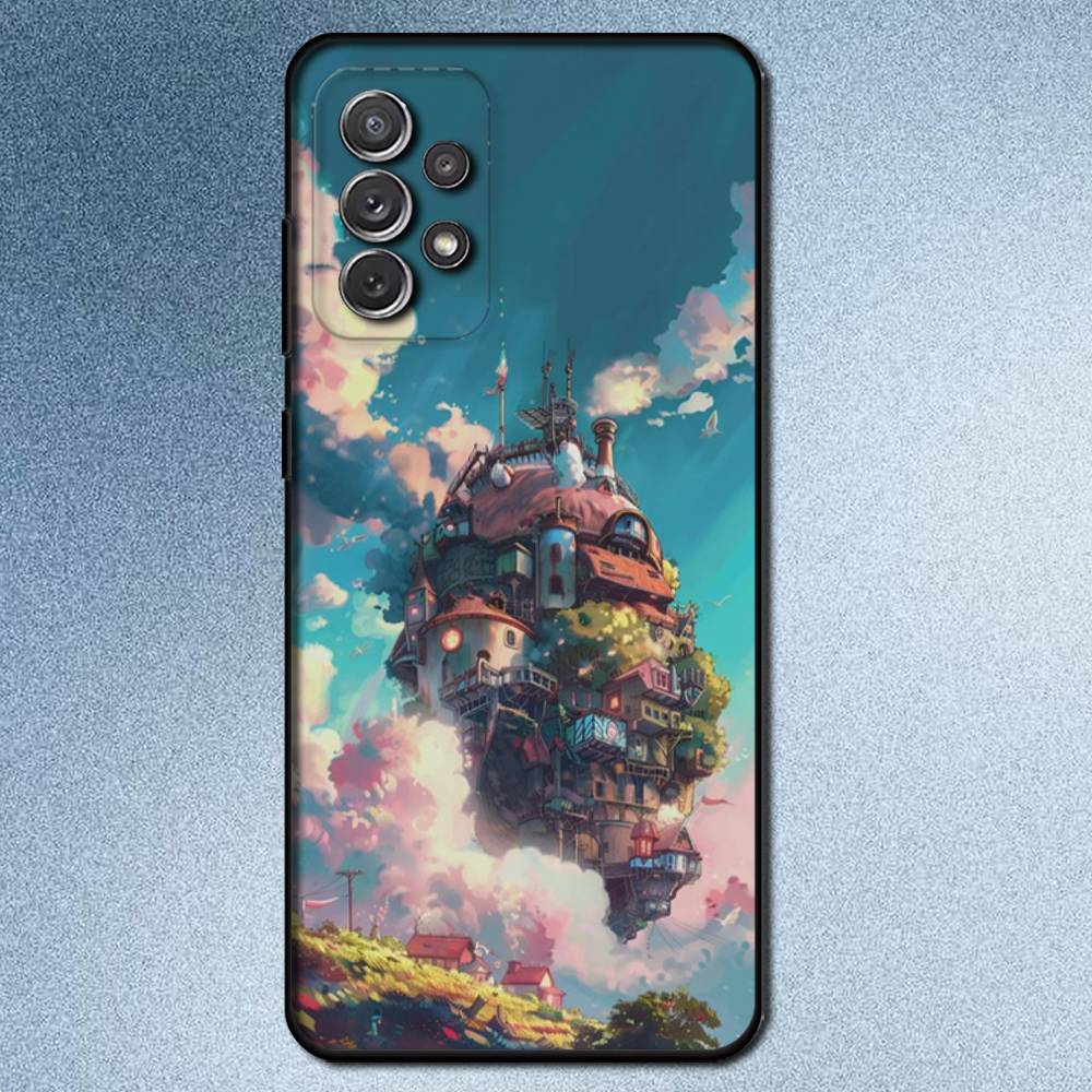 H-Howl M-Moving C-Castle Phone Case For Samsung S25,S24,S21,S22,S23,S30,Ultra,S20,Plus,Fe,Lite,Note,10,9,5G Black Cover