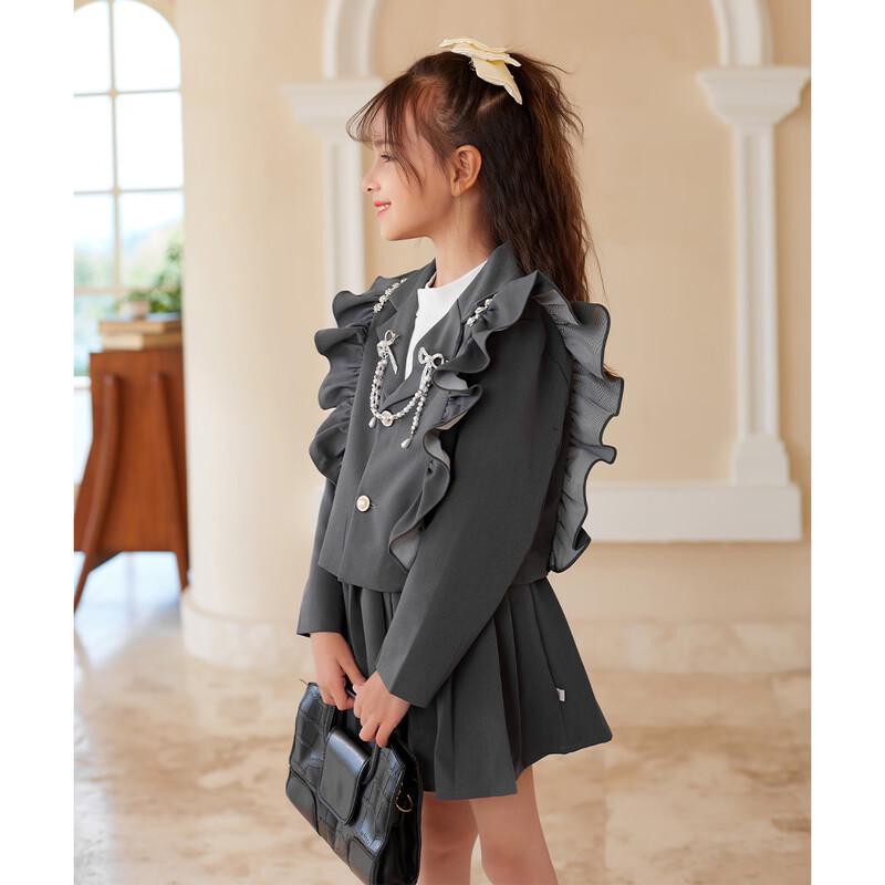 Montagut Girls  Ruffled Blazer & Pleated Skirt Set 110
