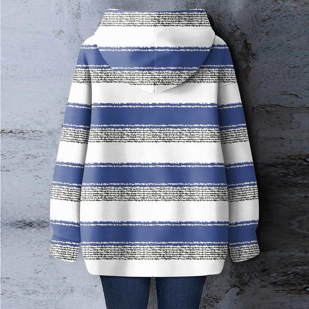 Women's Floral Print Loose Casual Long Sleeved Hooded Sweatshirt