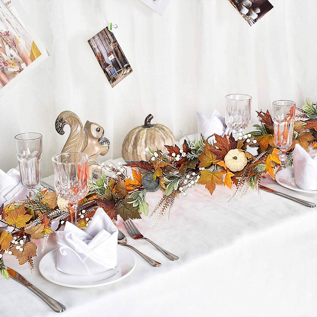 2025 180CM Fall Front Door Wreath Festival Theme Pumpkin Berry Garland Window Hanging Garland for Home Porch Wall Decor