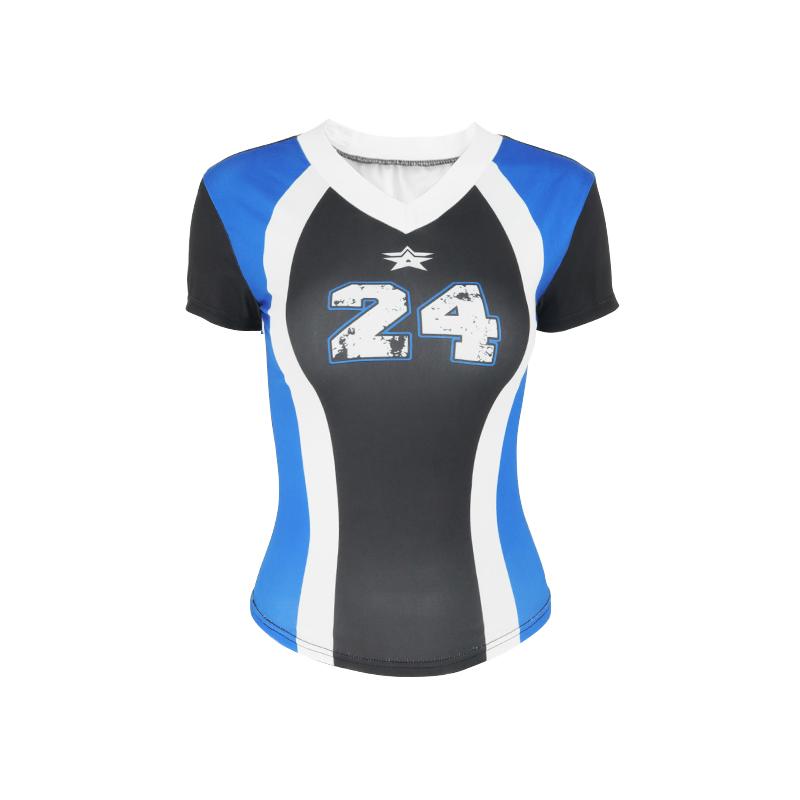 Sommer Neues Damen T-Shirt Sportlich V-Ausschnitt Kurzarm Digitaldruck Lässig Enges Oberteil T-Shirts Streetwear Mode Damen T-Shirts Kleidung