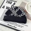 Y2k Goth Style Knit Hat With Chain Pattern For Streetwear And Hiphop Fans